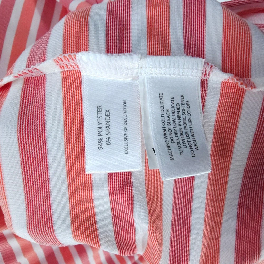 Cutter & Buck Polo Mens XL Orange White Stripe Y2K Golf Shirt CB DryTec UPF 50+ - Picture 5 of 7